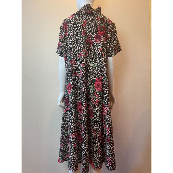 Robbie Bee Womens A line Dress Mock Neck Retro Design Brown Red Sz 2X - Picture 2 of 9